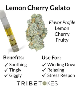 Lemon Cherry Gelato Strain offers a balanced high with uplifting effects, sweet citrus and berry flavors, and relaxing relief.