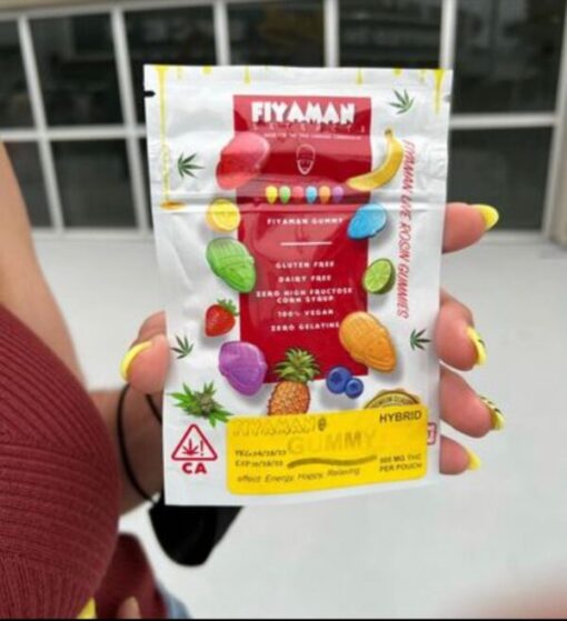 Fiyaman Gummy for sale – a sweet, fruity vape cart delivering smooth hits, balanced hybrid effects, and premium, lab-tested cannabis oil.